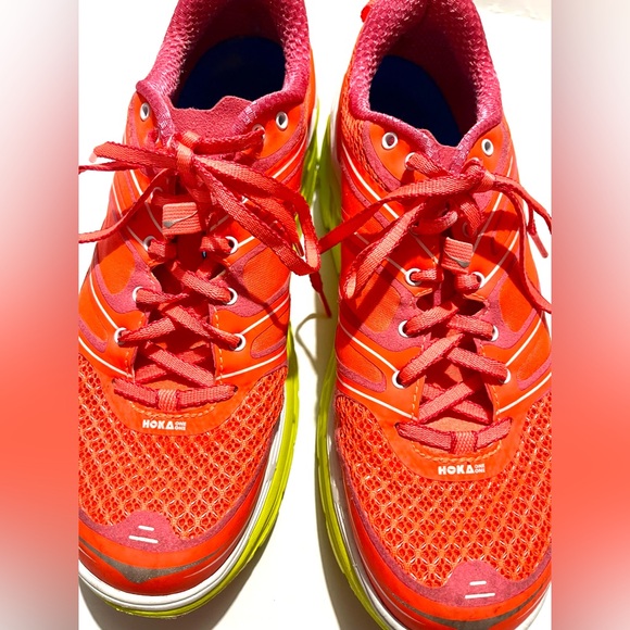 Hoka one conquest 2 bright neon coral orange running shoes sneakers women’s 9.5 - Picture 9 of 13
